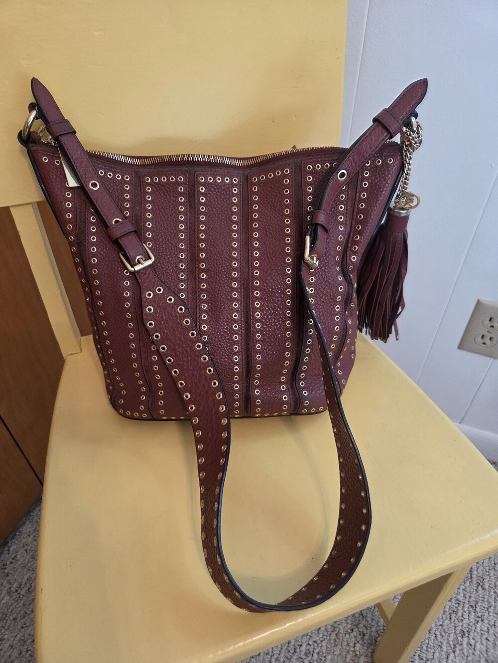 Michael Kors Brooklyn Leather Grommet Shoulder Bag - Picture 3 of 11